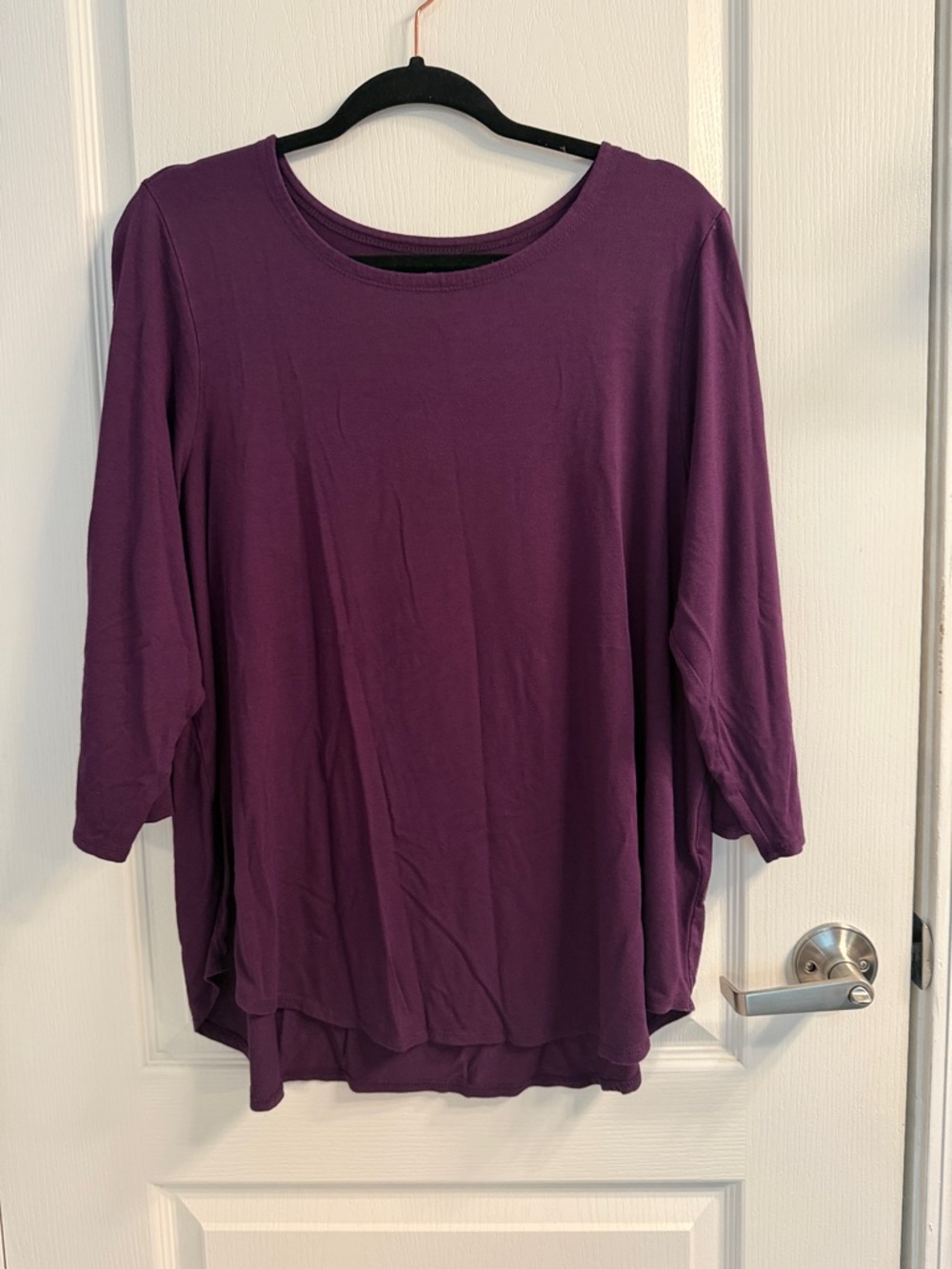 Cupio Relaxed Scoop Neck Long Sleeve Top - Purple